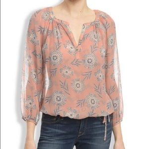 Lucky Brand *100% SILK* Floral Boho Top